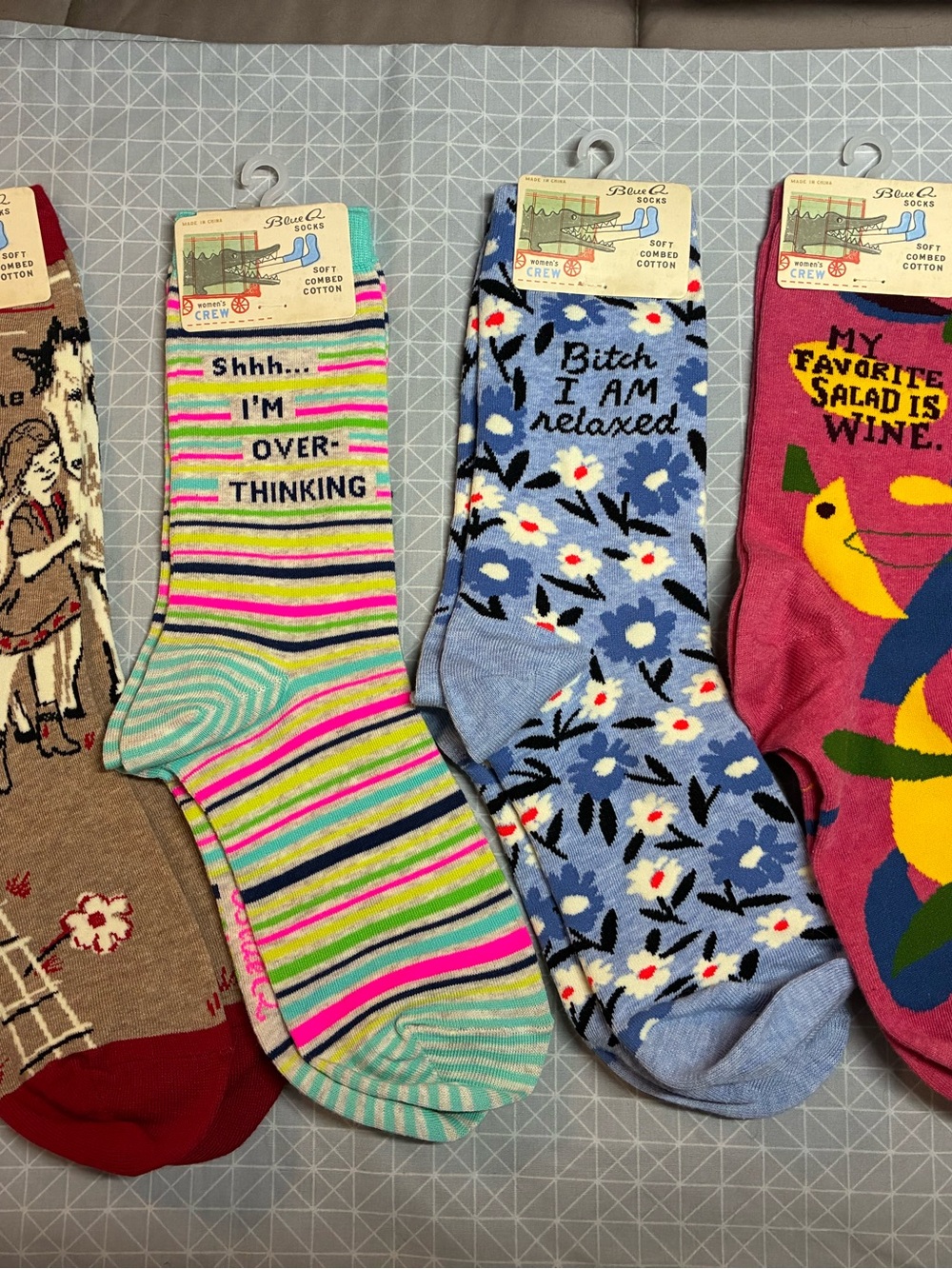 NWT Lot of 4 Blue Q Snarky Funny Socks